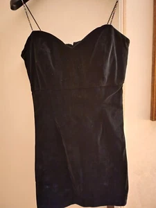 Abito tubino aderente TG.44 colore blu notte spalline strass - Foto 1 di 8