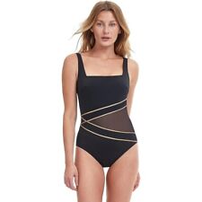 Gottex Women's Standard Onyx Square Neck One Piece Swimsuit, Blk/Gold, 18 NWT