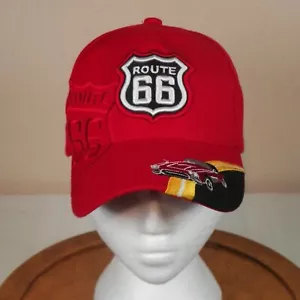 Route 66 Baseball Hat Cap Corvette Red Embroidered Adjustable - Picture 1 of 4