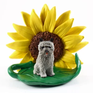 Cairn Terrier Sunflower Figurine Gray - Picture 1 of 2