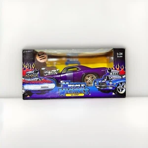 ‘66 GTO Purple Die-Cast Muscle Machines 1:24 Scale Classic Drag Race Pontiac NIB - Picture 1 of 19