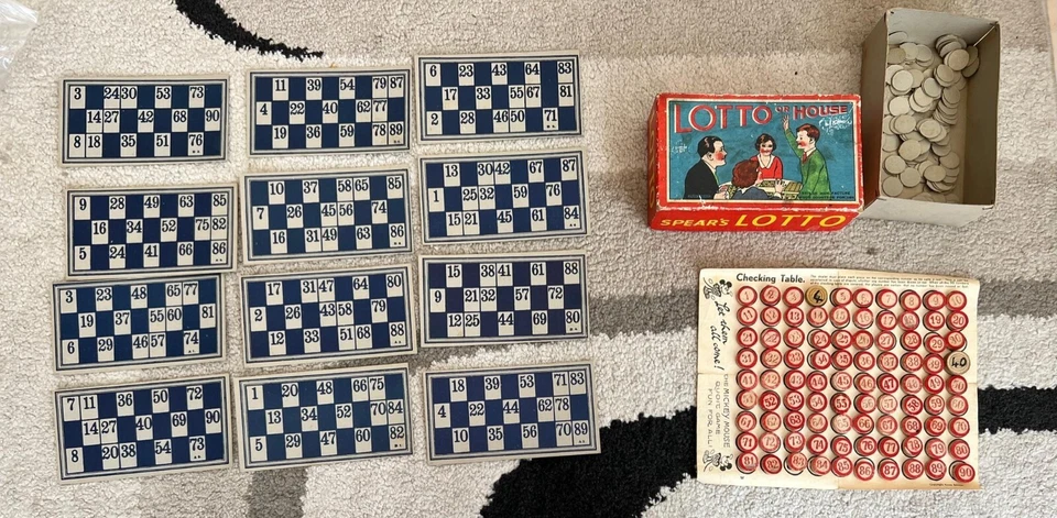Lotto or House in box Vintage Bingo Game by Spear's 1940'S WW2 - Image 1 of 1