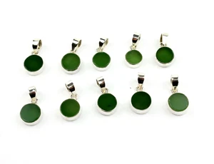 Jade Anhänger Edelsteinanhänger 925 Silber Echt Natur Rund Nephrit Jadeanhänger - Bild 1 von 7