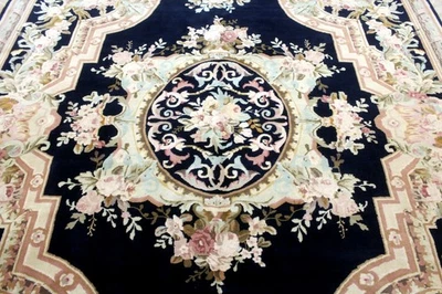 8X10 MAGNIFICENT MINT HAND KNOTTED 300+KPSI VEGETABLE DYE RARE AUBUSSON WOOL RUG - Image 1 of 4