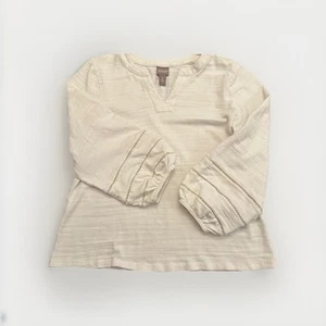 Chico's White 100% Cotton Balloon Sleeve Size 2 Top Women's Large 12-14 - Picture 1 of 10