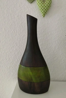VASE Ritzenhoff und Breker  , 34 cm , Braun Holzoptik mit Lindgrün NEU - Bild 1 von 4