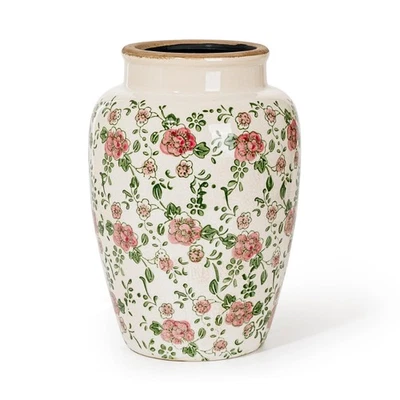 Florero de cerámica, florero vintage de porcelana esmaltado agrietado con hielo, bonito hogar de... Foto 1 de 4