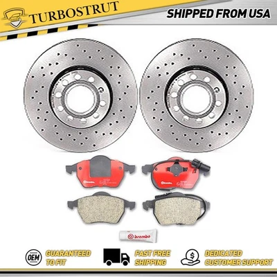 OE Brembo Front Brake Rotors Brake Pads Kit For 1999-2005 Audi A4 Quattro - Image 1 of 4