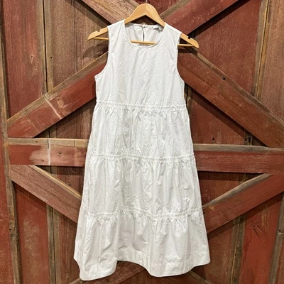 Vestido Madewell Cattail en capas línea A para mujer pequeño blanco algodón ojo de cerradura Foto 1 de 4