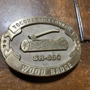 Yocona CONSEJO DE ÁREA Madera Insignia Cinturón Hebilla, SR-590 Camp Yocona - Imagen 1 de 2