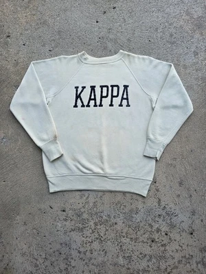 VTG 60s Sweatshirt Kappa College University Beige Gusset True Vintage Velva  - Image 1 of 4