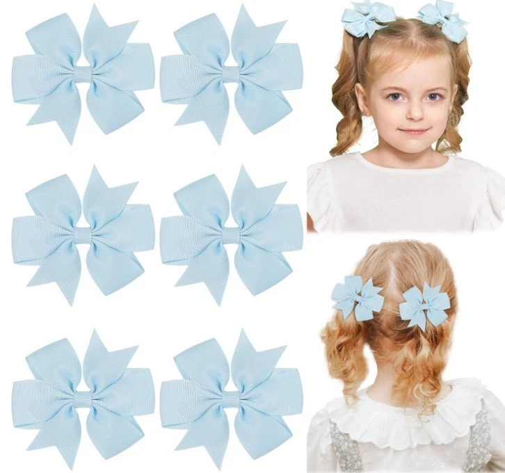 6 Pack 3 Hair Bows for Girls – Grosgrain Pinwheel Clips - Image 1 of 4