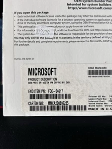 Microsoft Windows 7 SP1 Home 64 Bit OEM System Builder Pack mit Product Key. NEU! - Bild 1 von 4