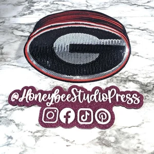 UGA G 10" Sequin Iron-On Patch | Georgia Bulldogs - Picture 1 of 4
