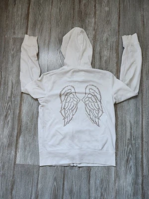 Victoria's Secret Lentejuelas Alas Blanco Cremallera Sudadera con Capucha Supermodelo Essentials Blanco L Foto 1 de 4