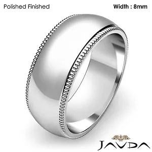 Kuppel Milgrain Rand Ring Herren Ehering 14,6 gm Größe 6 - 6,75 Platin 950 8 mm - Bild 1 von 4