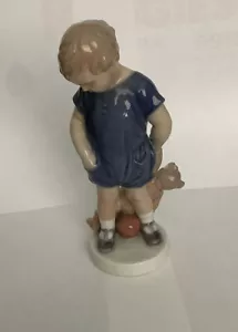 Royal Copenhagen Figurine - Boy With Teddy Bear - Picture 1 of 6