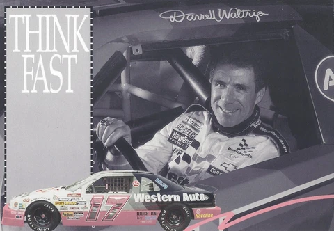 1993 DARRELL WALTRIP "THINK FAST WESTERN AUTO" #17 NASCAR WINSTON CUP POSTCARD Cover