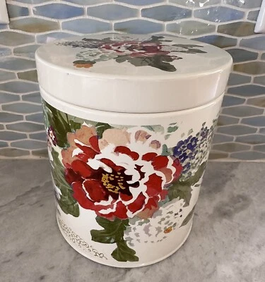 Pioneer Woman Garden Meadow Cream Floral Metal Kitchen Canister Storage Tin - Image 1 of 4