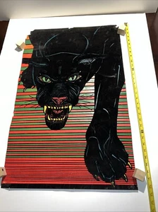 black panther vintage blacklight poster 1973 pro arts velvet flocked 32.5 X 21 - Picture 1 of 24