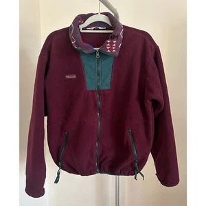 Vintage Columbia Fleece Sweatshirt Purple Aztec Jacket Full Zip M/L - Picture 1 of 3