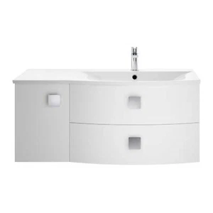 Hudson Reed Sarenna RH Wall Hung Vanity Unit and Basin 1000mm Wide - Moon White - Picture 1 of 6