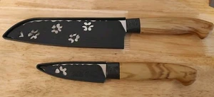 Pioneer Woman Knife set Of 2, Faux Wood Handles, 12.5"W/7"Blade& 8.5" W/4"Blade - Picture 1 of 8