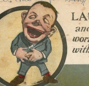 1921 Laugh and the World Laughs with You Vintage Postcard - Picture 1 of 3