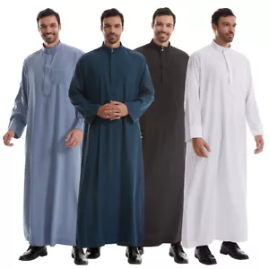 Accappatoio uomo musulmano tubo piatto thoub abaya caftano arabo islamico Thobe Dubai arabo - Foto 1 di 28