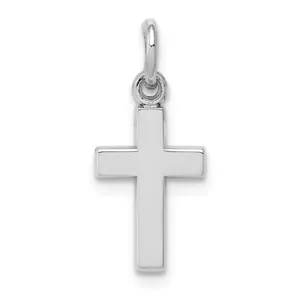 Men's Ladies 14K White Gold Solid Polish Crucifix Cross Religious Charm Pendant - Picture 1 of 3