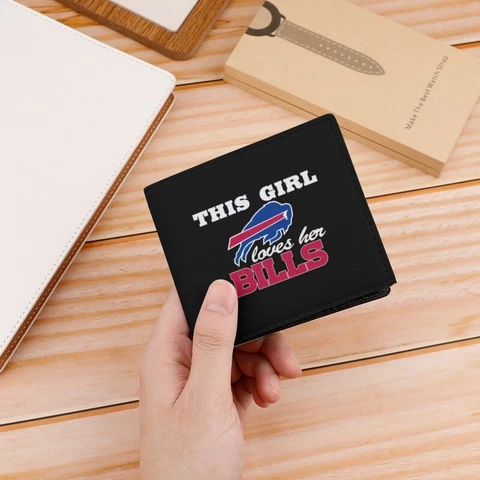This Girl Loves Her Buffalo Bills Print Wallet Mini Folding Coin Purse Cover