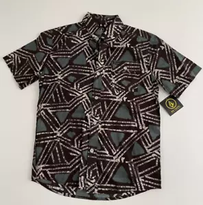 NWT Volcom Youth Big Boys Size M Geometric Short Sleeve Button Down Shirt - Picture 1 of 10