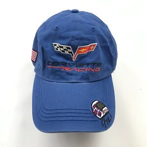 Corvette Racing Hat Cap Blue Red Strapback Adjustable One Size Embroidered Adult