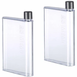 2er-Set ultraflache Wasser-Flaschen im A5-Notizbuch-Format, je 420 ml - Bild 1 von 6