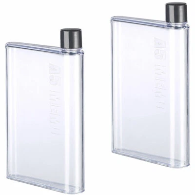2er-Set ultraflache Wasser-Flaschen im A5-Notizbuch-Format, je 420 ml - Bild 1 von 4