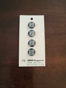 4 Vintage JBH Imports Buttons on Card. 1/2" Geometric Silver-Tone. 2-Hole Flat - Picture 1 of 3