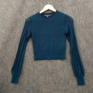Forever New Womens Size XS Cropped Pullover Sweater Jumper Deep Green Cable Knit - Picture 1 of 11