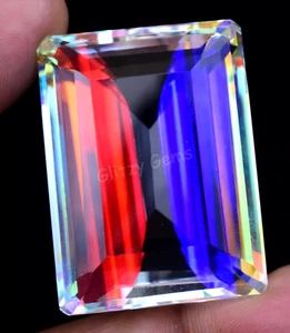 Natural Rainbow Color Mystic Quartz Emerald 130.00 Ct Flawless Certified Gem - Picture 1 of 6