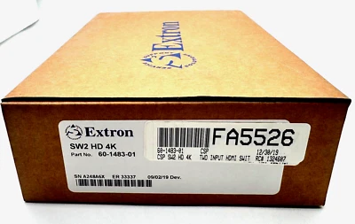 NEW EXTRON SW2 HD 4K HDMI SWITCHER 60-1484-01 w/ POWER ADAPTER AND POWER CORD - Image 1 of 4