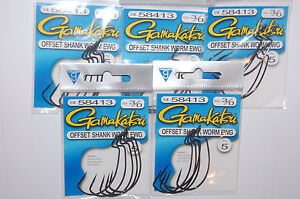 5 packs gamakatsu 3/0 offset ewg shank worm tube senko hook 5 pr pack 58413-25  