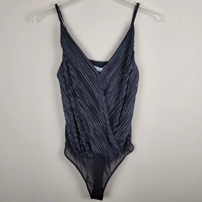 ASTR The Label Size XS Black Pleated Bodysuit Spaghetti Straps Faux Wrap - Image 1 of 4