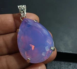 Piedra preciosa suelta colgante de pera de plata maciza 925 ópalo natural certificado por EGL - Imagen 1 de 10