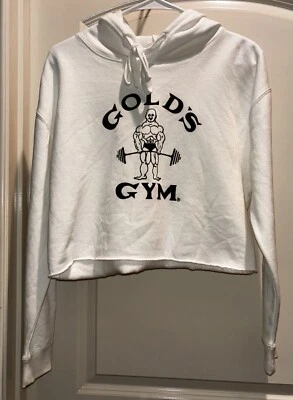Golds Gimnasio Sudadera con Capucha Mujer Pequeña Blanca Elastizada Recortada Pullover Atlético Levantamiento de Pesas Foto 1 de 4