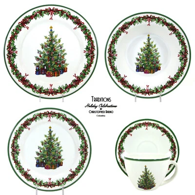 Christopher Radko CELEBRAÇÕES DE FÉRIAS 5 peças prato prato tigela copo - Imagem 1 de 4