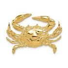 14K Yellow Gold Polished & Casted Blue Crab Animal Slide Fits Up To 8Mm Necklace