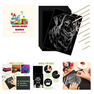 200 Pieces Scratch Paper Art Set Craft Kits Black Coated Scratchboard Black S... - Picture 1 of 7