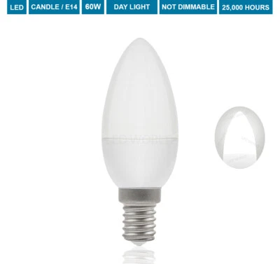 BEST 60W LED Candle Bulb Candle E14 Small Edison Screw Cap Daylight Candle SES 8W