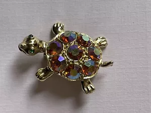 Jeweled Turtle Brooch Pin Vintage - Picture 1 of 5
