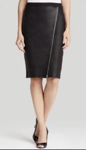 Theory Black Leather Extension Gracey Pencil Skirt - Picture 1 of 6