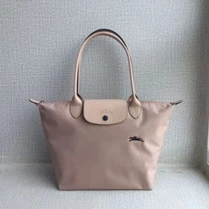 Longchamp S-L size Tote Bag Handbag nylon bag Pink Beige/AUBEPINE Leather - Picture 1 of 7